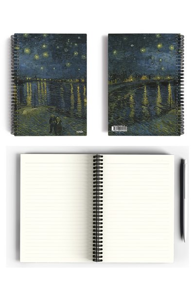 miosho Vincent Van Gogh/Starry Night over the Rhone,1888 |   Spiral Notebook 24 |   A5 |   Striped |   100 Pages | School