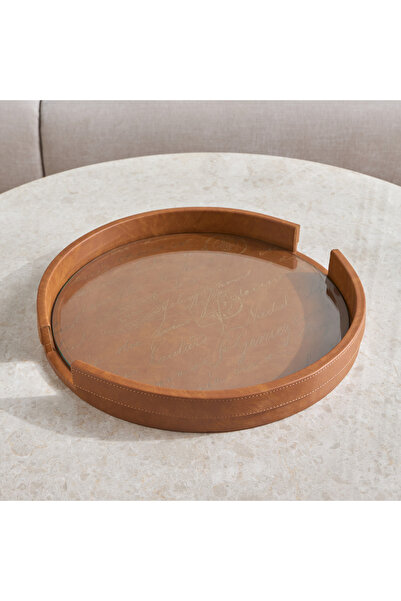 Generic Raha Faux Leather Decorative Tray - 40 cm