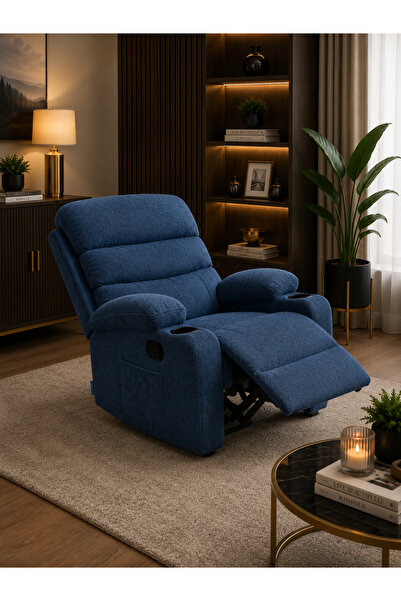 N.zone Modern Design Premium Fixed Recliner Chair with Extendable Footrest, Comfortable Armrests, and Cup Holders, Ideal for Relaxing, Watching Tv, and Reading, Combining Comfort, Durability, and Style for Everyday Use.