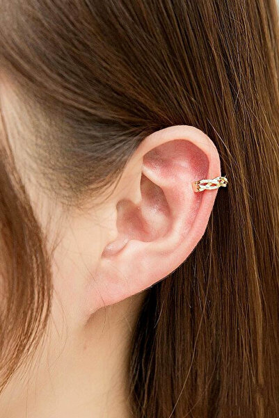VeeShop Minimal ear cuff earring, narrow braided ring