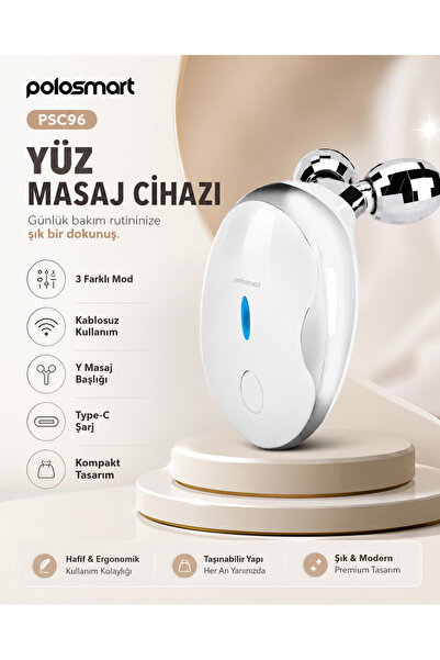 Polosmart EMS Teknolojili Yüz ve Boyun Masaj Cihazı – 3 Modlu, Y Başlıklı, Şa...