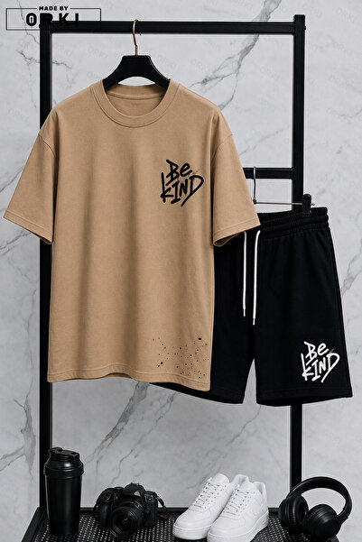 EFFRENATU Nazik Ol Printed Cotton Fabric Men's T-Shirt-Shorts Set