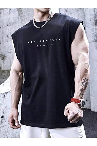 JANTIL MODA Black Wide Strap Men's Tank Top - Basic Sports and Casual Combina...