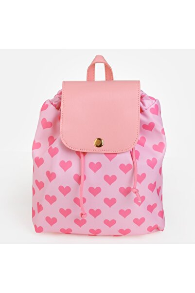 OEM Rucsac roz pentru fete cu inimioare 22x10x25cm Bretele reglabile Închider...