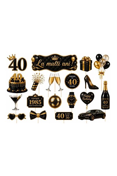 DecoParty Set de decorațiuni pentru tort – Tematică La mulți ani la 40 de ani...