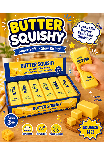Butter Squishy Stres Oyuncağı Slow Rising Süper Yumuşak Sıkılabilir Antistres Oyuncak Sarı