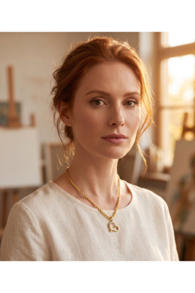 Retrovy Store Elegant Twisted Chain Stone Heart Necklace