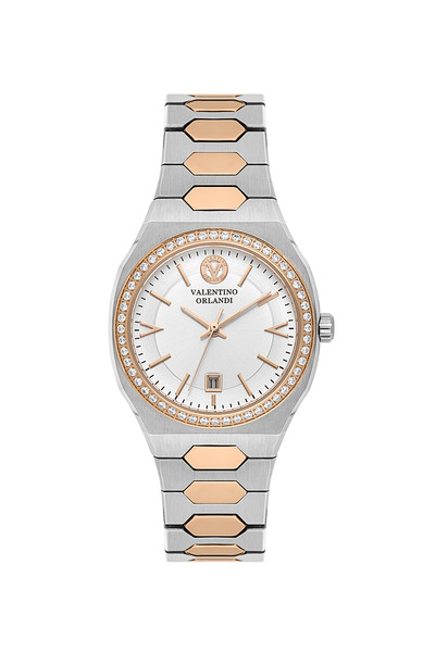Valentino Orlandi Silver and Rose Gold Stainless Steel Watch for Women VO.1.1...