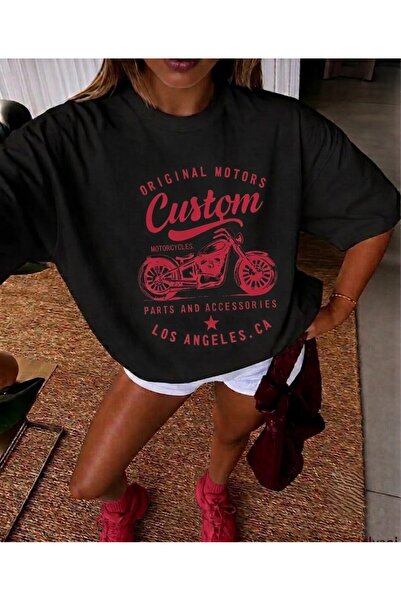 LELVANİ Unisex Original Motors Custom Los Angeles Ca Front Printed T-Shirt