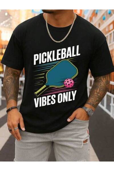 KYMC07 تي شيرت Pickleball Vibes Only - تي شيرت فضفاض ذو رقبة دائرية وأكمام قص...