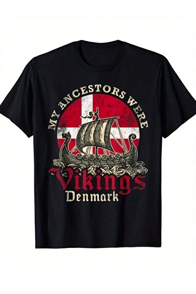 799 Men'S Women'S Ship Graphic T-Shirt Denmark Longships Design With Danish F...