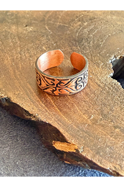 zadenza gold 100% pure copper ring adjustable size ethnic pattern copper ring