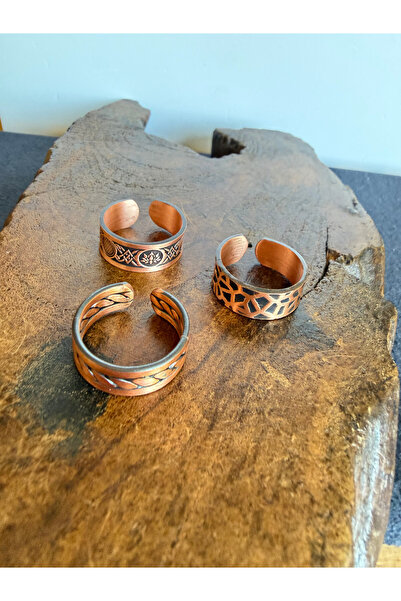 zadenza gold 100% pure copper triple ring adjustable size handcrafted copper ...