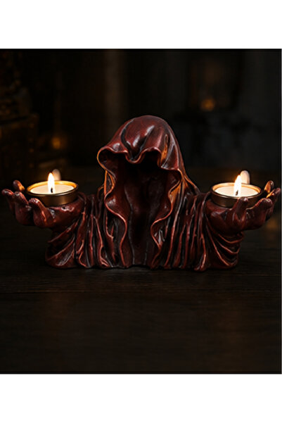 Yaratıcı sanatlar atölyesi 2'li Gotik Pelerinli Hayalet Mumluk Tealight Mumlu...