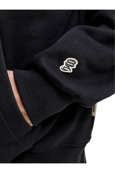 Jack & Jones JACK &JONES Frederiksberg Hanorac cu glugă Monogram Sweat Hood SN - 12300022-Negru