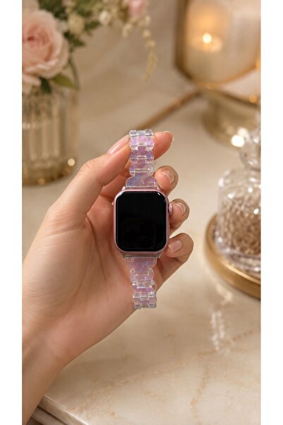 Alstrap Apple Watch 11/10 42mm 9/8/7 41mm 6 5 SE 40mm Şeffaf Slim Hologram Ko...