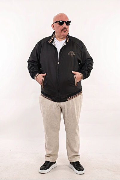 Oxledo Men's Embroidered Logo Large Size Seasonal Coat Ribbed Detailed Zipper...