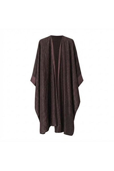 Generic Women's Brown Metallic Open Front Draped Cape Abaya