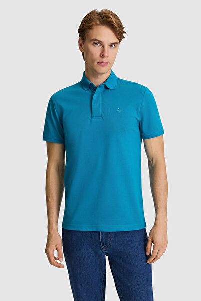U.S. Polo Assn. Men's Petrol Slim Fit Polo Collar Basic T-Shirt 50327003-Vr102