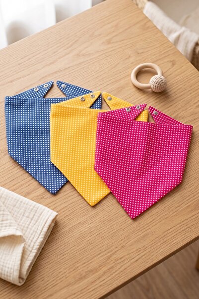 Minishopio Set of 3 Polka Dot Baby Bandana Drool Bibs with Snap Fasteners, Ne...