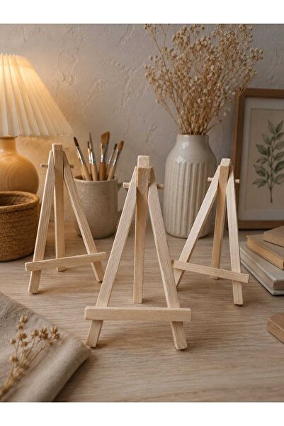 Hureggo 3'lü Ahşap Mini Şövale Seti 15 cm - Masaüstü Resim ve Fotoğraf Standı