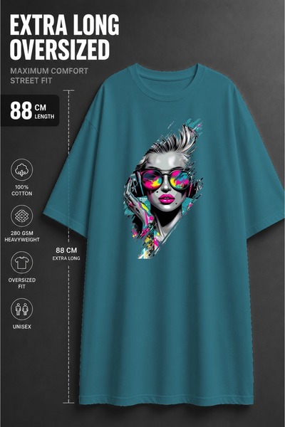 classy moda Unisex Εξαιρετικά Μακρύ Oversized Γυναικείο T-Shirt με στάμπα και...