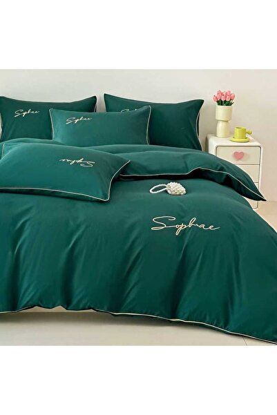 CumparaMisim Lenjerie pat dublu, Finet Soft Touch cu Broderie, 6 piese, Verde