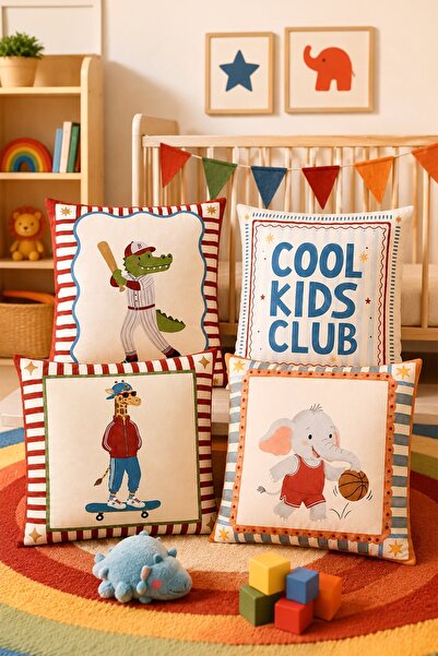 EVPANYA Sportsman Animal Friends Patterned 4-Piece Children's and Baby Pillow...