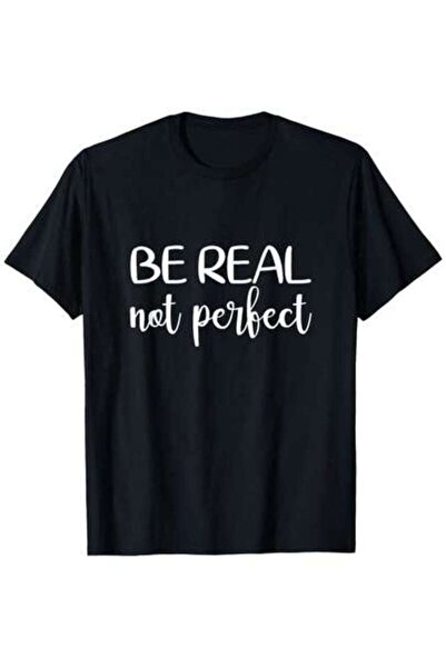 4CR تي شيرت رجالي كاجوال بتصميم عتيق مطبوع عليه عبارات مثل "Be Real Not Perfe...