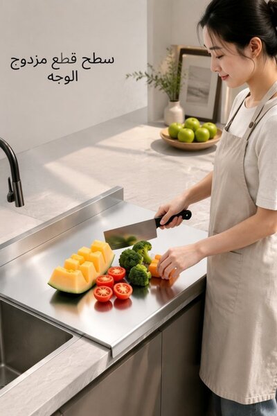 Generic 1Pc Stainless Steel Non Slip Cutting Board Counter Cover 40 28cm Heat...
