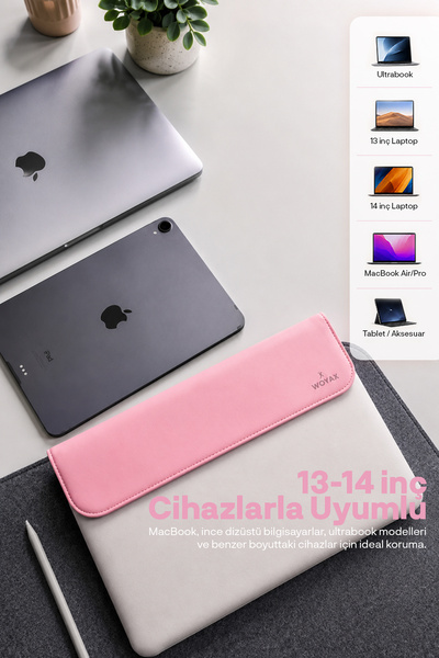 woyax CleanFit 13-14 İnç Slikon Süet Laptop Çantası MacBook Kılıfı iPad Tablet Su Geçirmez El Çantası