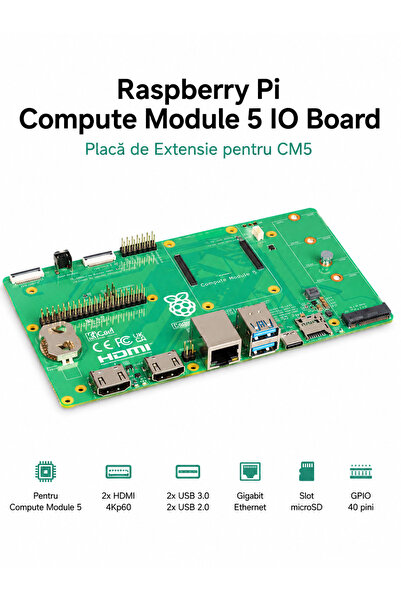 Raspberry Pi Compute Module 5 IO Board Placă de Extensie pentru CM5