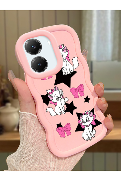 Hontinga Poco X7 Pro Compatible Case Camera Protector Pink Silicone Couple Ph...
