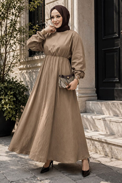 Tesettür Dünyası Mira Beli Elastic Dress Tsd260245 Mink