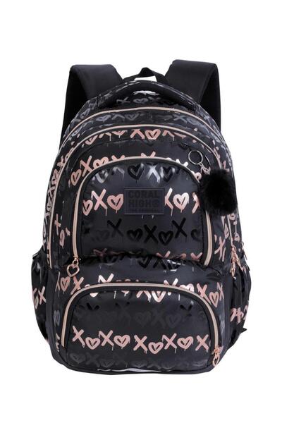 Coral High Xoxo Graffiti Patterned Backpack 24467