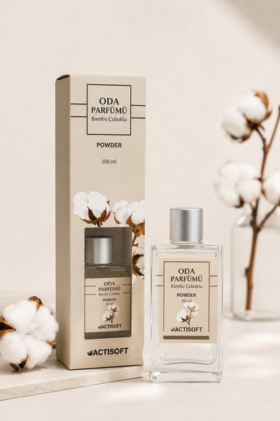 actisoft Pudra Oda Kokusu 100 ml – Bambu Çubuklu Reed Diffuser