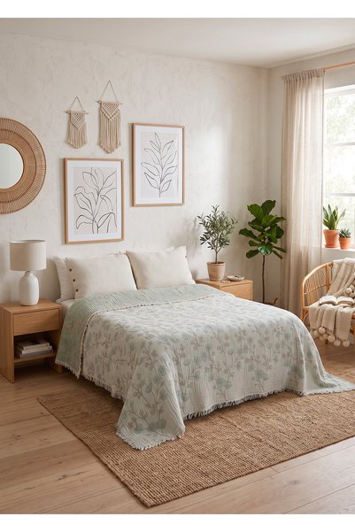 luxtex 4-Layer Muslin Pique, Jacquard Patterned and Double-Sided, King Size (240 X 260 cm) - Buttercup
