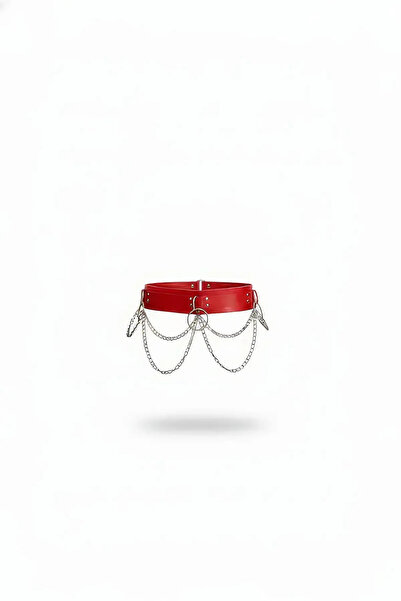 Angels Passion Red Women's Belt Leather Ring Detailed Wide Corsage Belt
