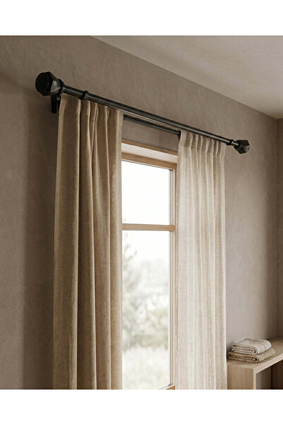 REDTAG Black Extendable Single Curtain Rod With Resin Finial (Large Size)