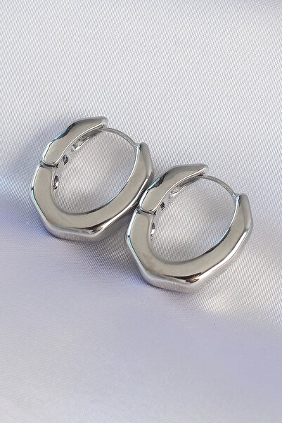 ALKASAZ Brass Silver Color Thick Bone Model Earrings