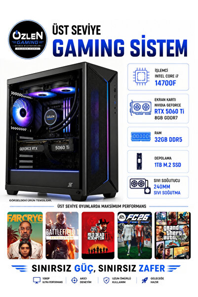 ÖZLEN XL30 İ7 14700F RTX 5060 Tİ 8GB 32GB DDR5 RAM 1TB M.2 SSD Üst Seviye Oyu...