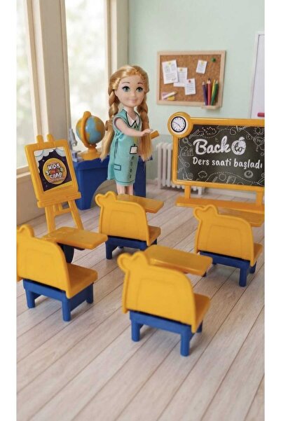 feys shop Okul Sınıfı Oyun Seti - Aksesuarlı Mini Okul Sınıf Oyuncak Seti