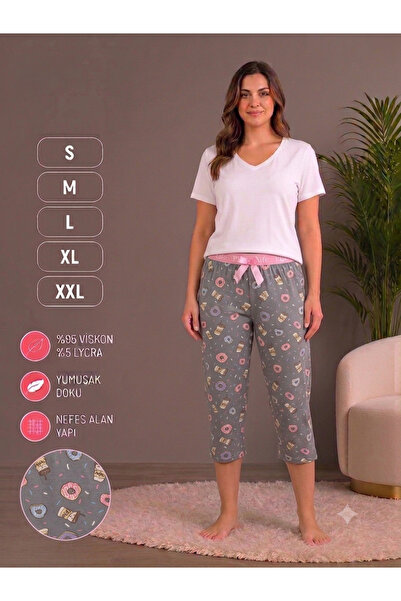 Genel Markalar DONAT DESEN KAPRİ PİJAMA