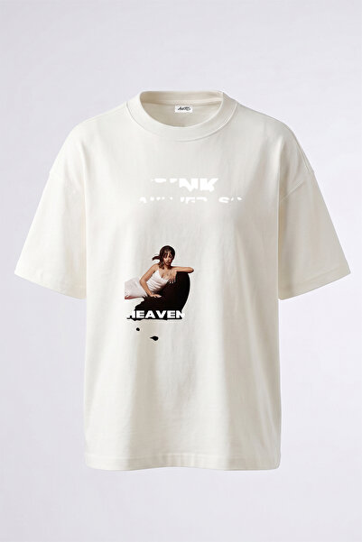 Anetos SZA Pink Heaven Design Τυπωμένο Oversize Λευκό T-Shirt