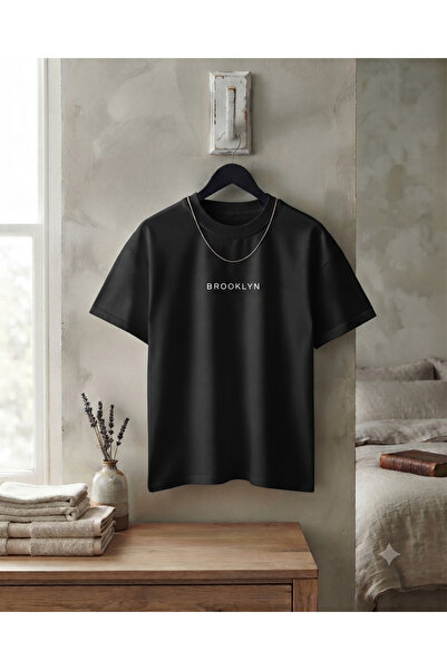 KOZİA OUTDOORS Kadın/Erkek unisex broklıyn baskılı bisiklet yaka penye tişört