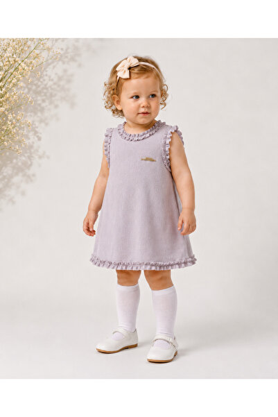 WE&ME Baby Girl Ruffle Detailed Dress Textured Fabric Crew Neck Summer Dress