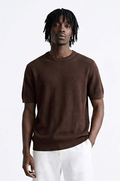 BARRELS AND OIL Men's Vintage Knitwear T-Shirt - Brown