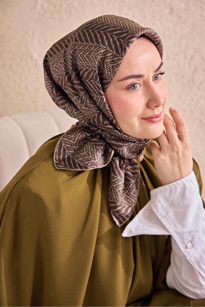 Silk Home Eșarfă din mătase twill cu model minim, maro amar, 90x90