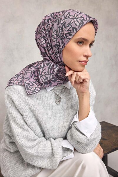 Silk Home وشاح ناعم من القطن والبوليستر باللون الوردي الفاتح بنمط زهور وملمس ...