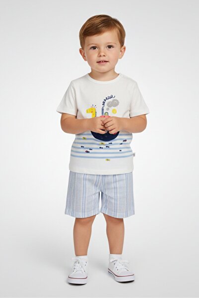 Exer Saucer Toddlers Boy 3 Pcs Graphic Print Short Sleeve Top And Shorts With...
